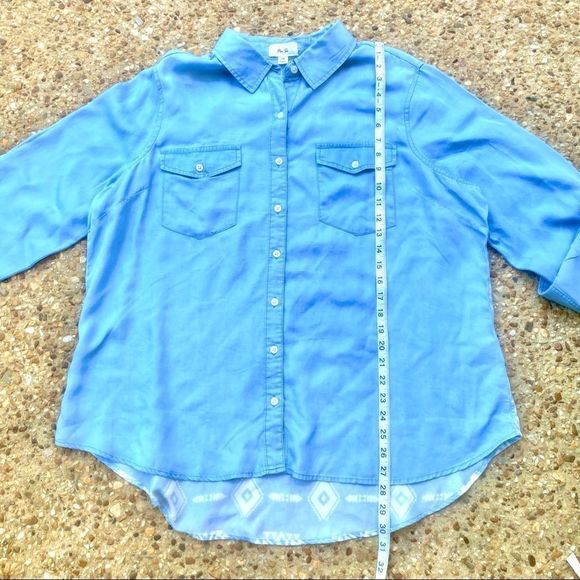 Per Se 100% Tencel High Low Button Shirt 1X - Picture 3 of 8